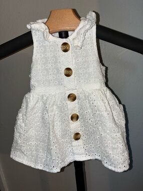 Little Lass White Eyelet Button Front Dress